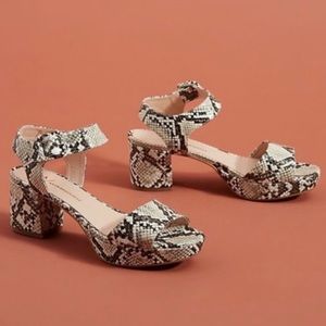 Anthropologie Remy Snakeskin Low Block Heel Sandals size 8.5 39